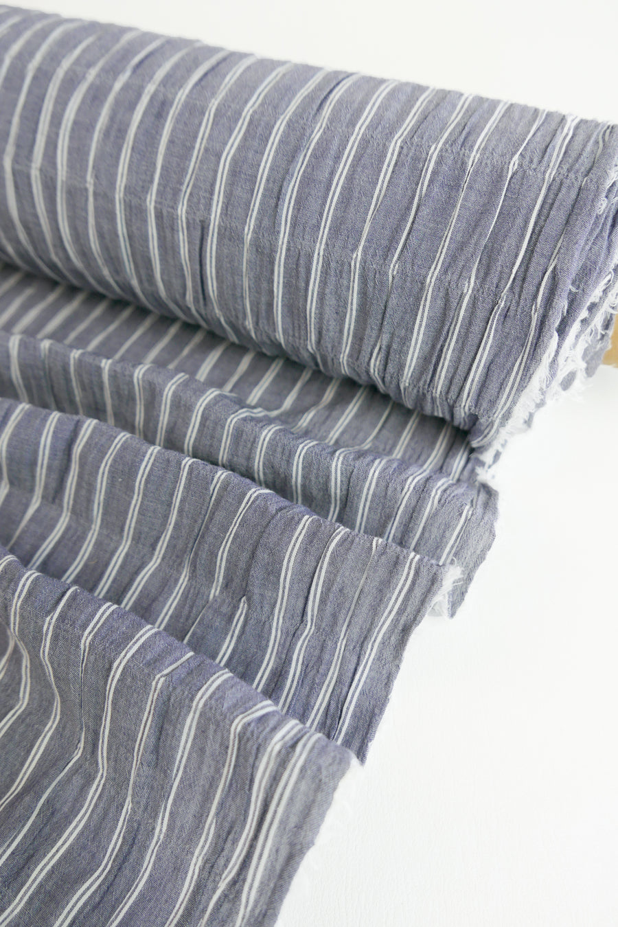 Mikhail - Ex-Designer Organic Seersucker Voile | Denim Blue