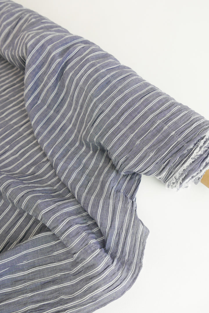 Mikhail - Ex-Designer Organic Seersucker Voile | Denim Blue