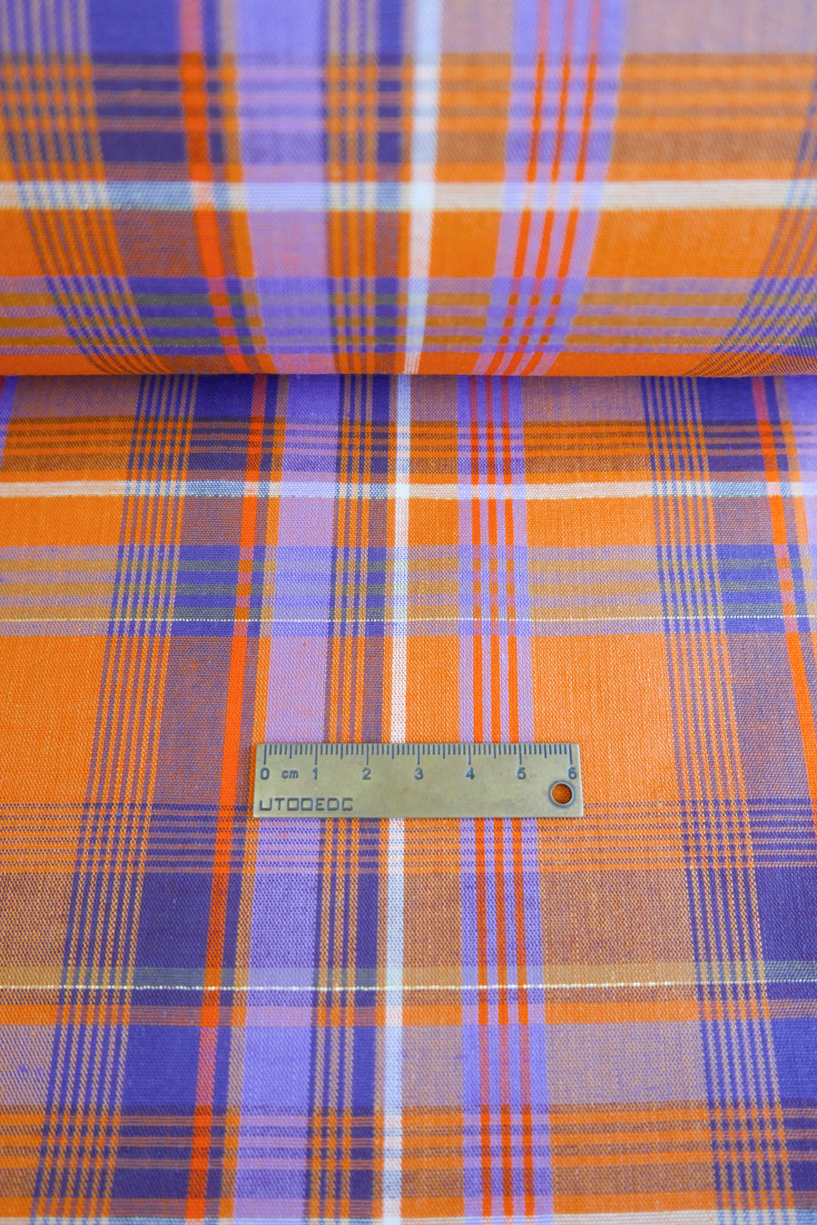 Madras Check - French Yarn Dyed Linen | Tangerine