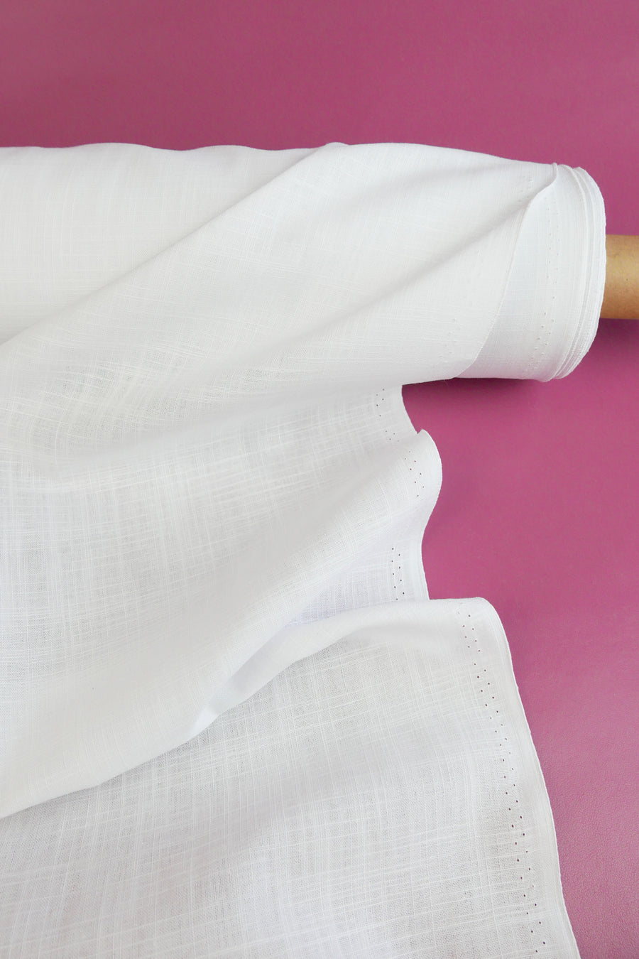 Amber - Crosshatch Linen | Snow White