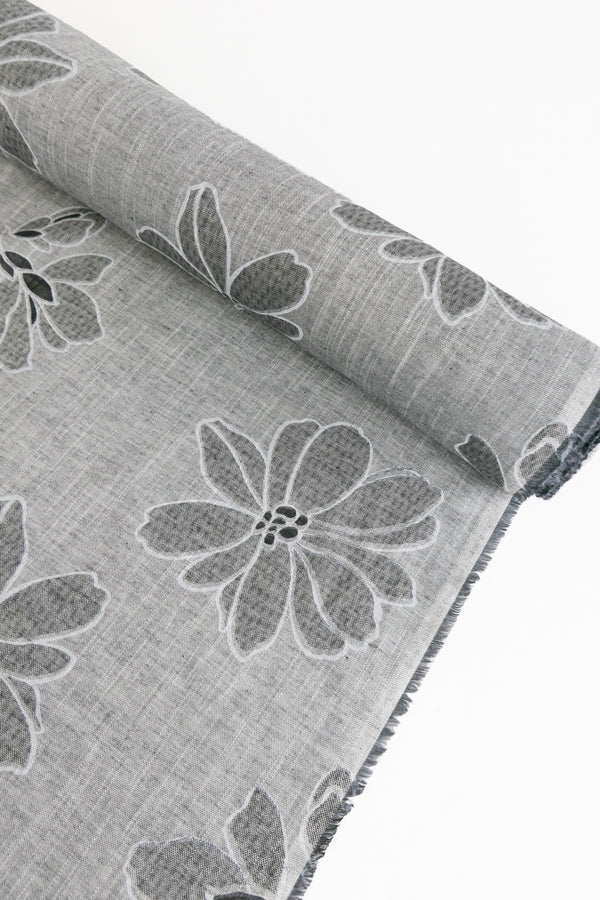 Ava - Printed Linen Melange | Pebble