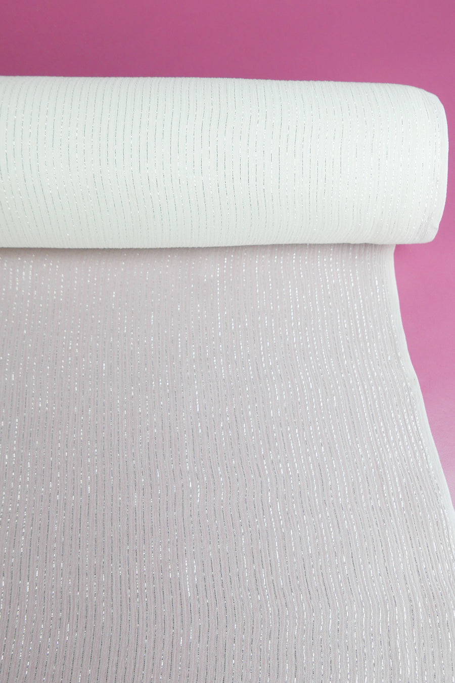 Crinkle Silk Georgette | Silver Stripe