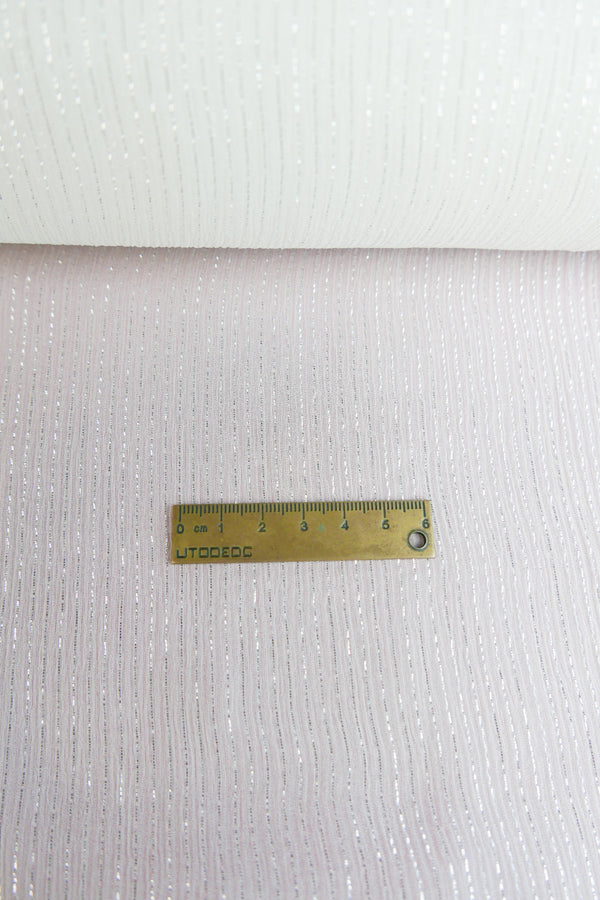 Crinkle Silk Georgette | Silver Stripe