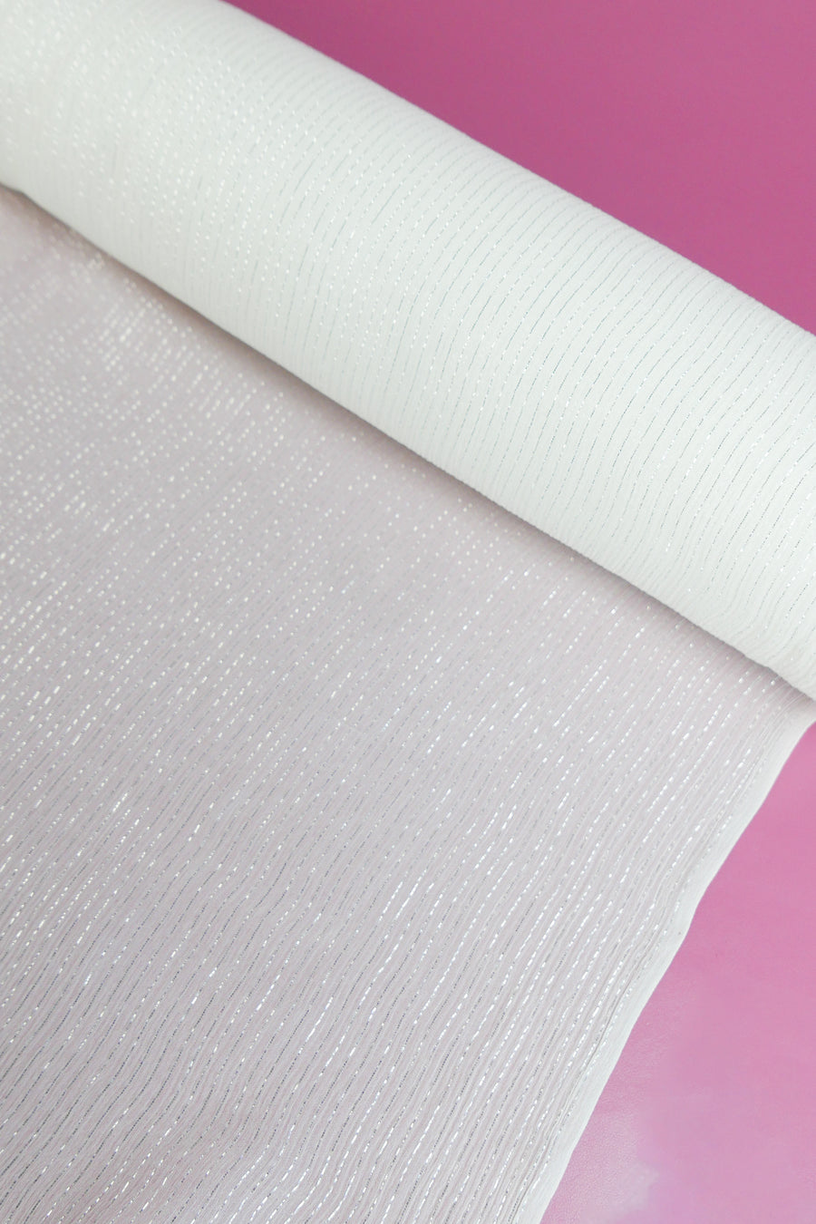 Crinkle Silk Georgette | Silver Stripe