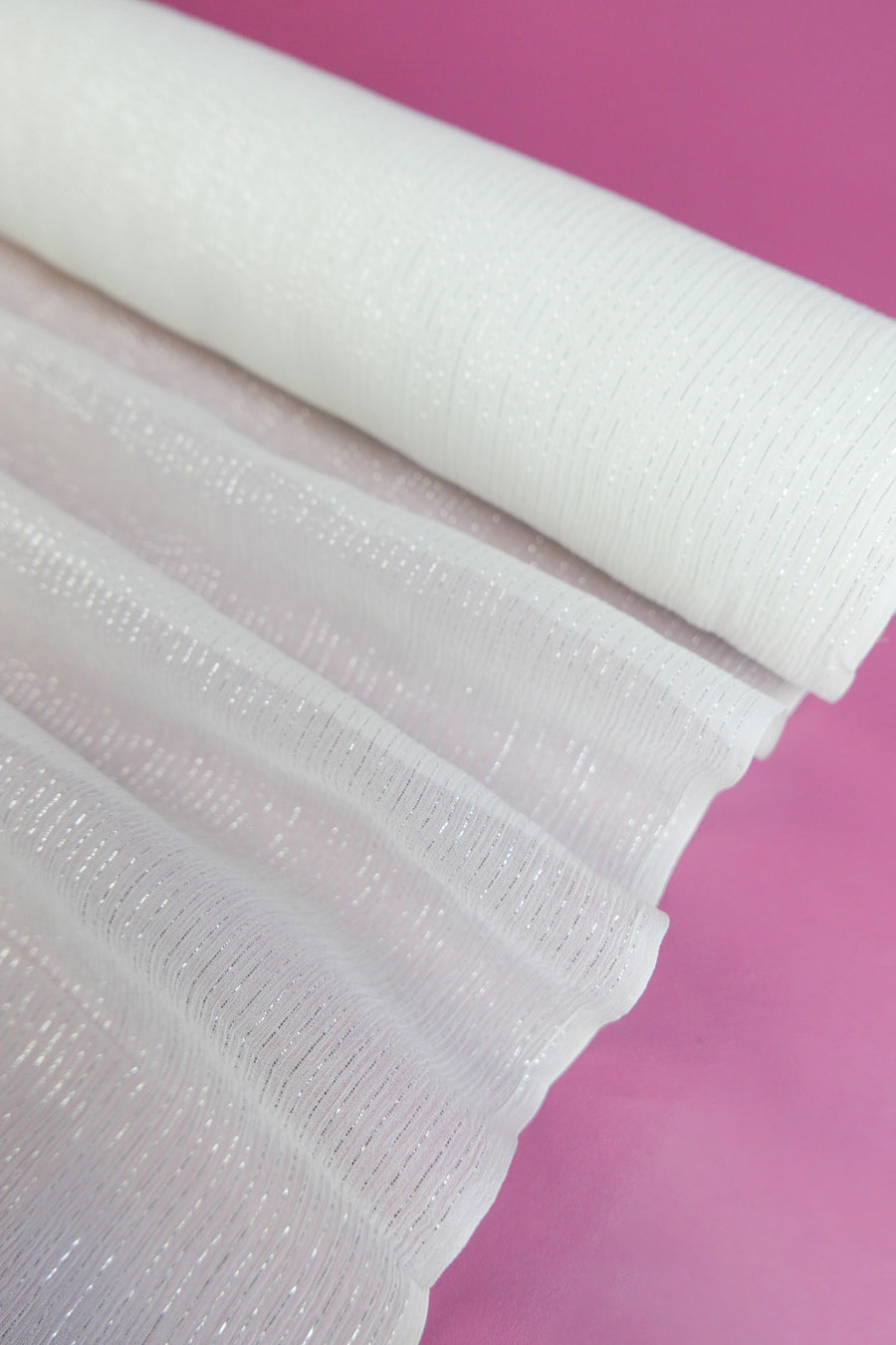 Crinkle Silk Georgette | Silver Stripe