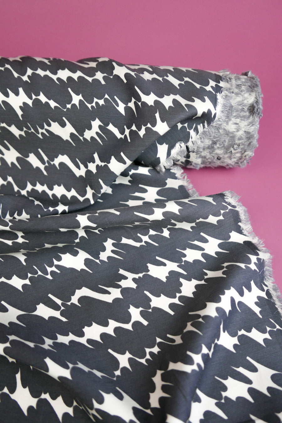 Scribble Print - Silk Twill | Charcoal