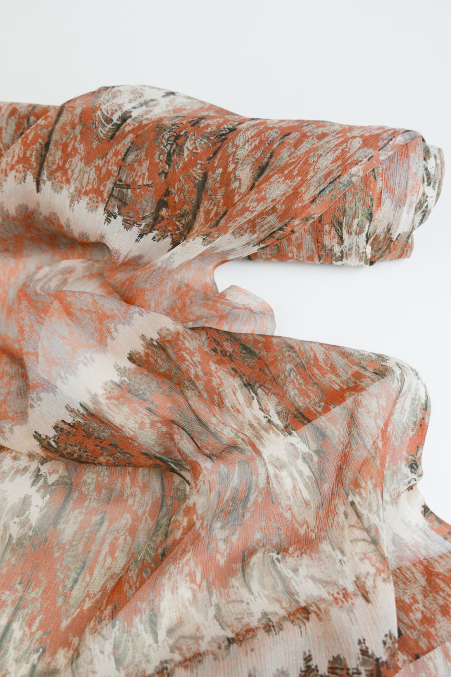 Crinkle Silk Georgette | Terracotta