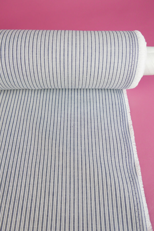 Aidan - Yarn-Dyed Cotton Shirting | Navy Stripe #6