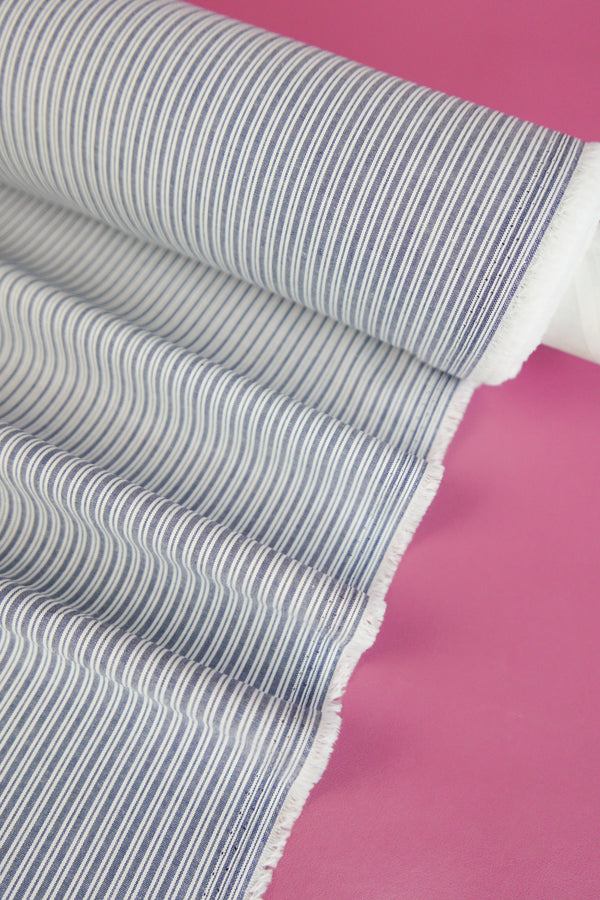 Aidan - Yarn-Dyed Cotton Shirting | Navy Stripe #6