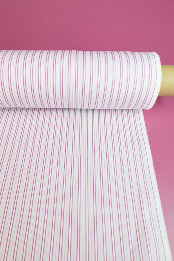 Matilda - Supima Cotton Shirting | Lingonberry Stripe