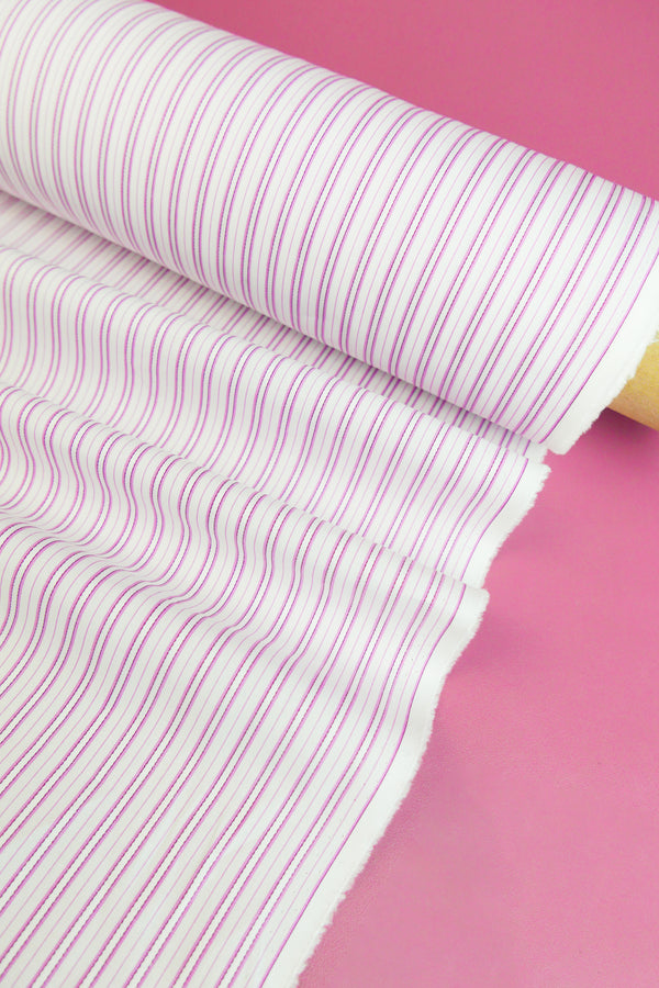 Matilda - Supima Cotton Shirting | Lingonberry Stripe