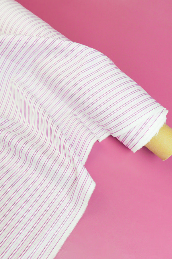 Matilda - Supima Cotton Shirting | Lingonberry Stripe