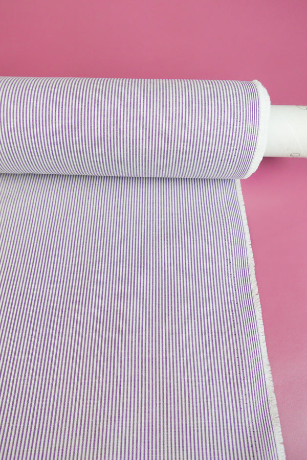 Aidan - Yarn-Dyed Cotton Shirting | Grape Stripe #3