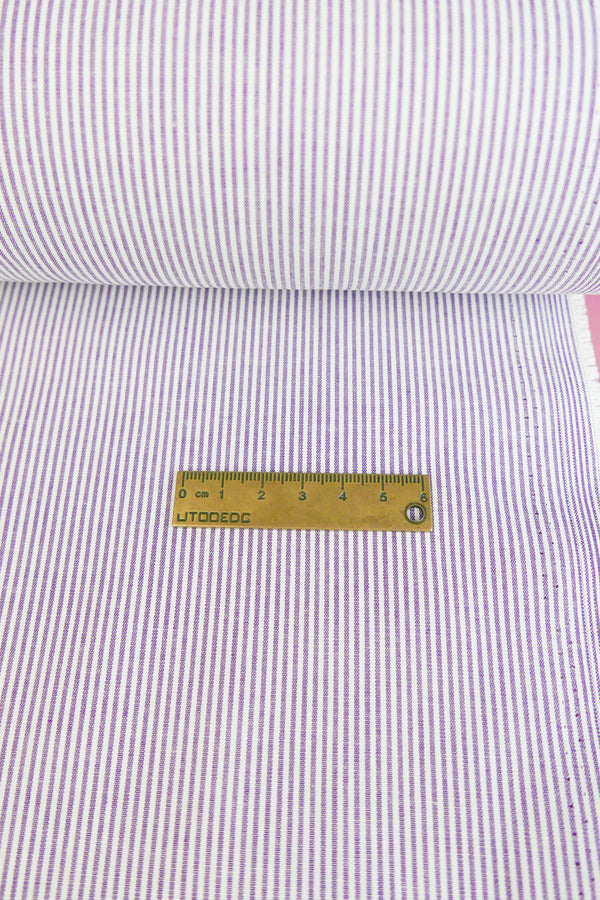 Aidan - Yarn-Dyed Cotton Shirting | Grape Stripe #3