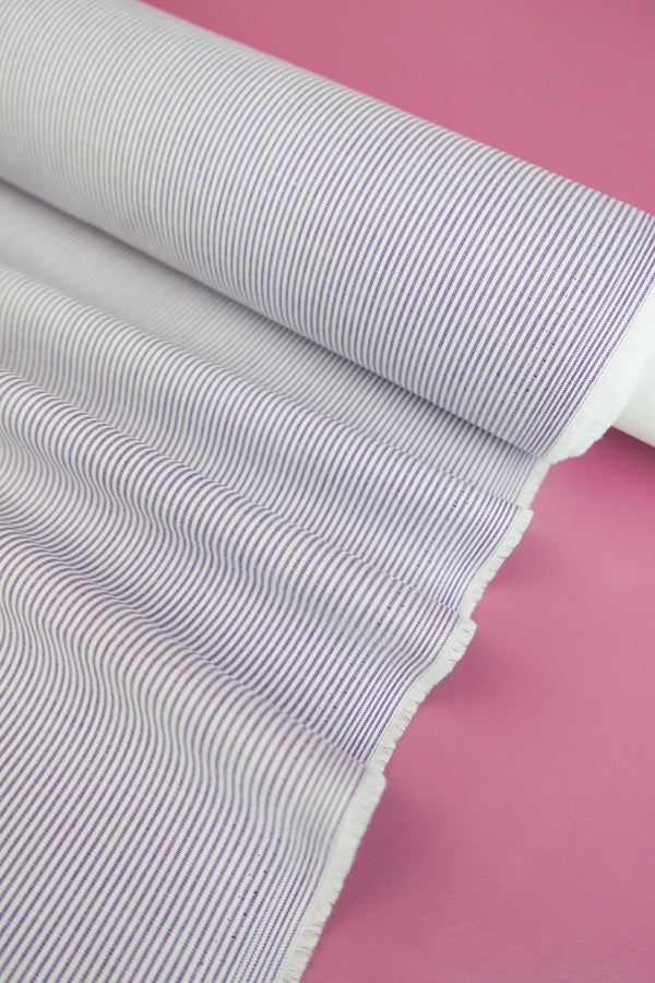 Aidan - Yarn-Dyed Cotton Shirting | Grape Stripe #3