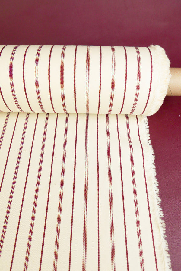 Asahi - Japanese Cotton Twill | Merlot Stripe