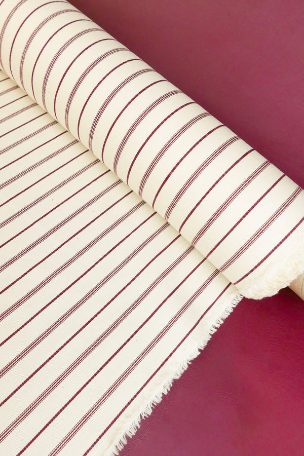 Asahi - Japanese Cotton Twill | Merlot Stripe
