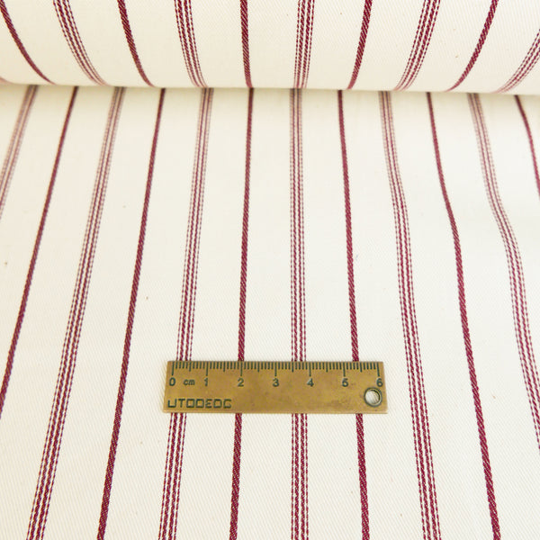 Asahi - Japanese Cotton Twill | Merlot Stripe Remnant (2M)