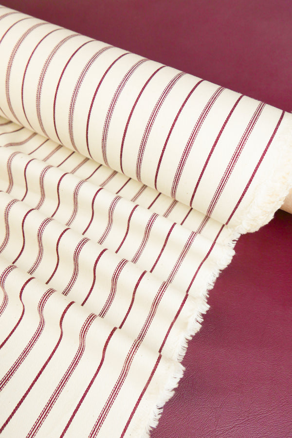 Asahi - Japanese Cotton Twill | Merlot Stripe