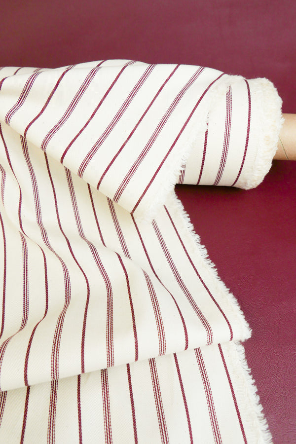 Asahi - Japanese Cotton Twill | Merlot Stripe