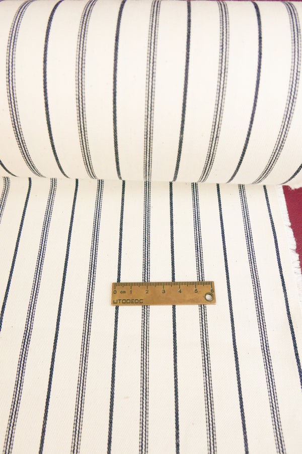 Asahi - Japanese Cotton Twill | Navy Stripe