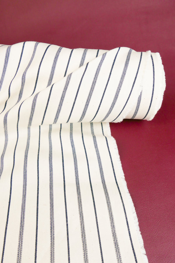 Asahi - Japanese Cotton Twill | Navy Stripe