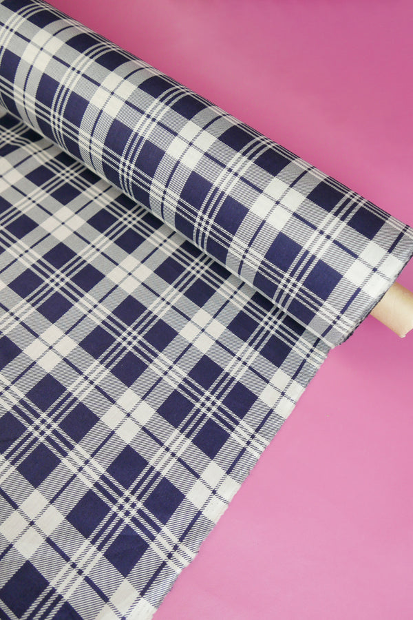 Minato - Linen & Organic Cotton Voile | Navy Check