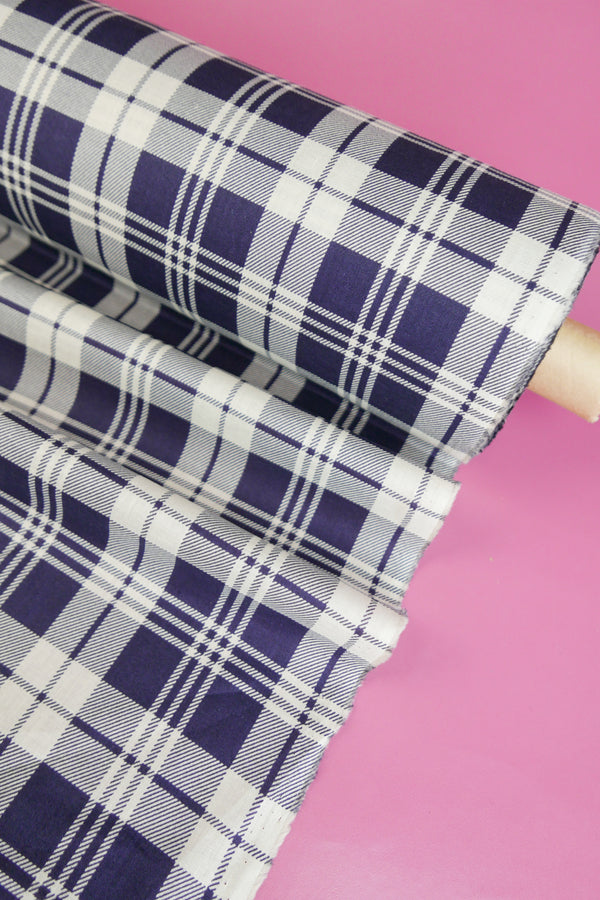 Minato - Linen & Organic Cotton Voile | Navy Check