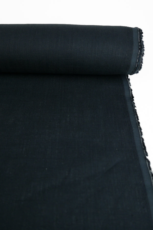 Midnight - Crosshatch Linen | Deep Navy
