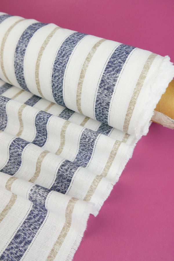 Simon - Striped Linen | Navy
