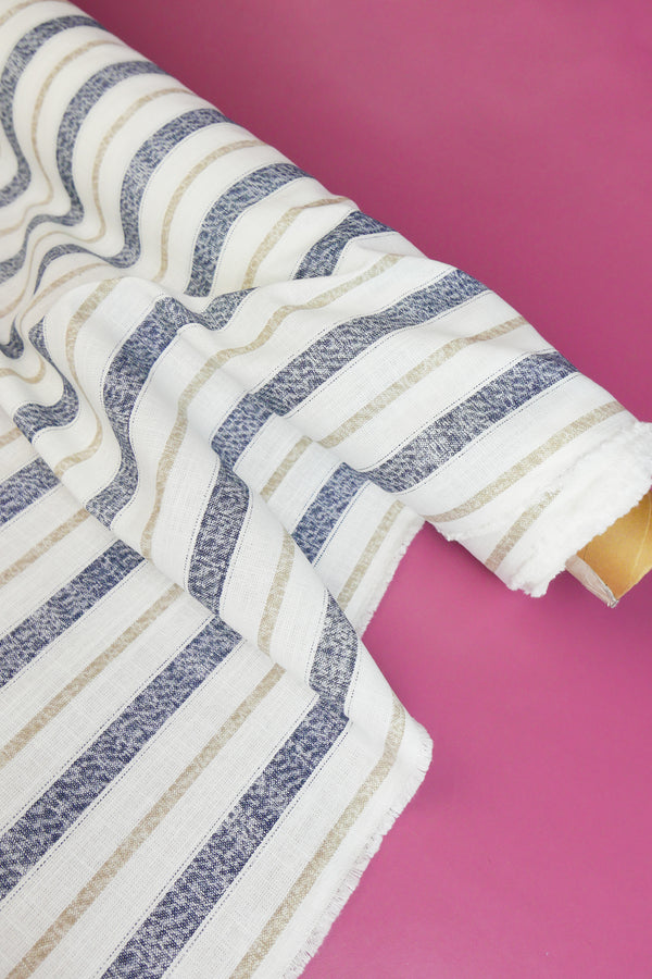 Simon - Striped Linen | Navy
