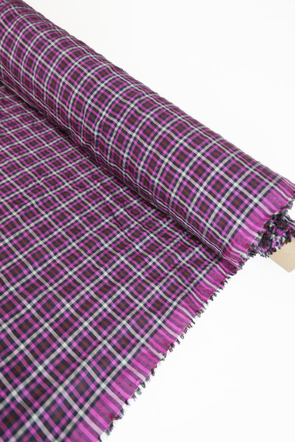 Viker - European Linen Seersucker | Magenta