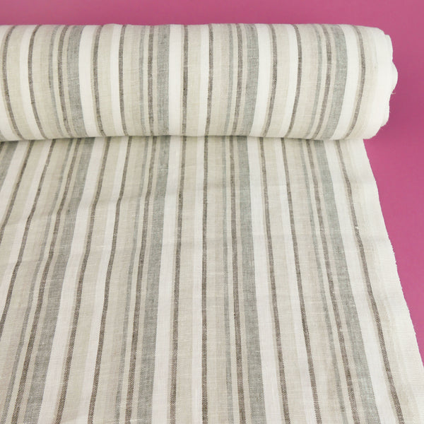 Helene - French Yarn Dyed Linen | Truffle Stripe