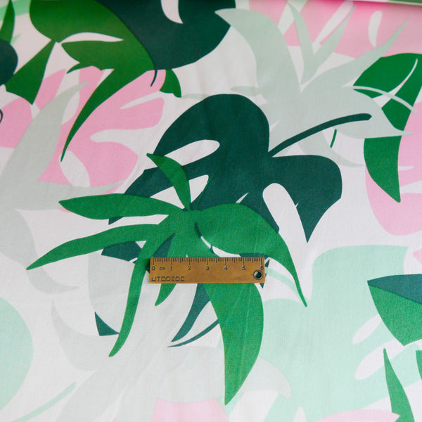 Monstera - Printed Silk Satin | Lime