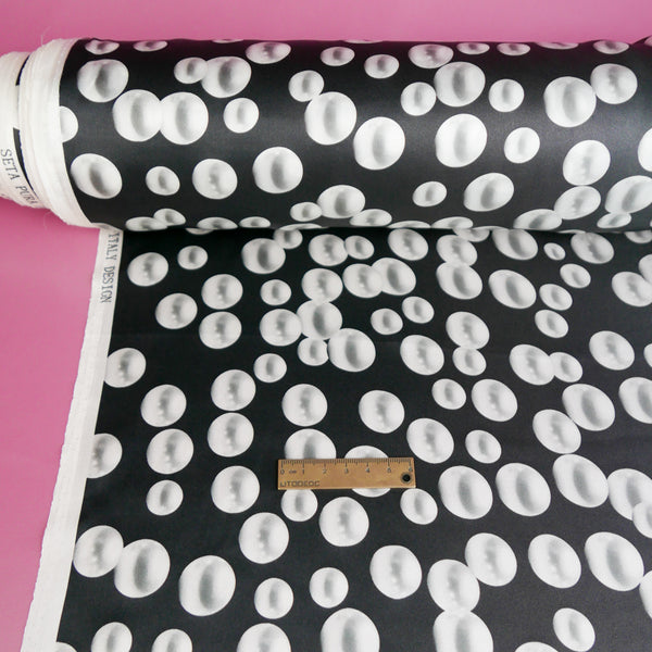 Italian Printed Silk Satin | Black Pearl