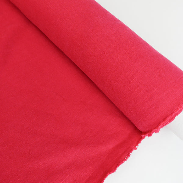Jill - Italian Crosshatch Linen | Strawberry