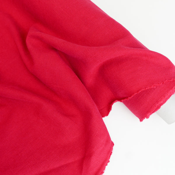 Jill - Italian Crosshatch Linen | Strawberry