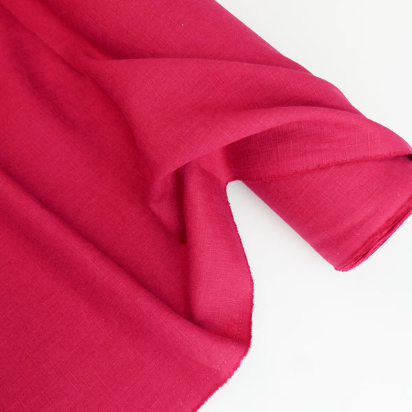 Jill - Italian Crosshatch Linen | Raspberry