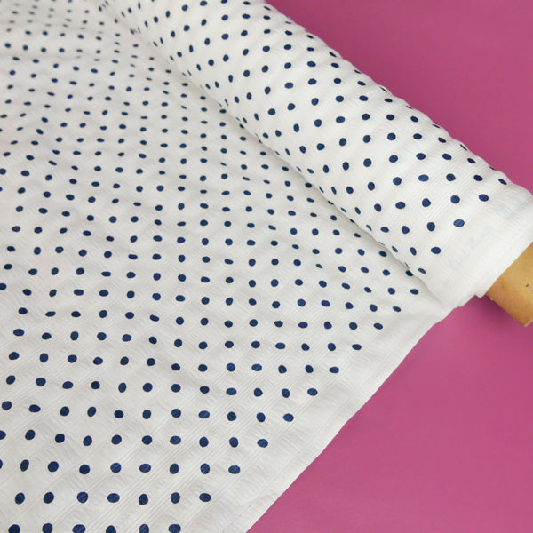Paloma - Printed Seersucker Cotton | Navy Spot