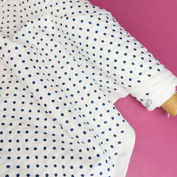 Paloma - Printed Seersucker Cotton | Navy Spot
