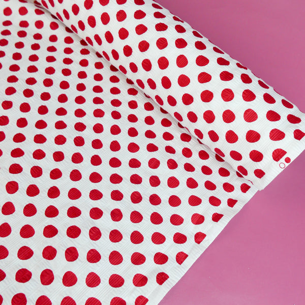 Hokkaido - Printed Seersucker Cotton | Red Polkadot