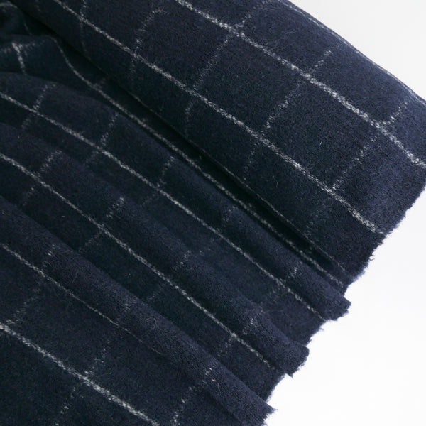 Italian Heavy Knitted Wool - Navy Plaid