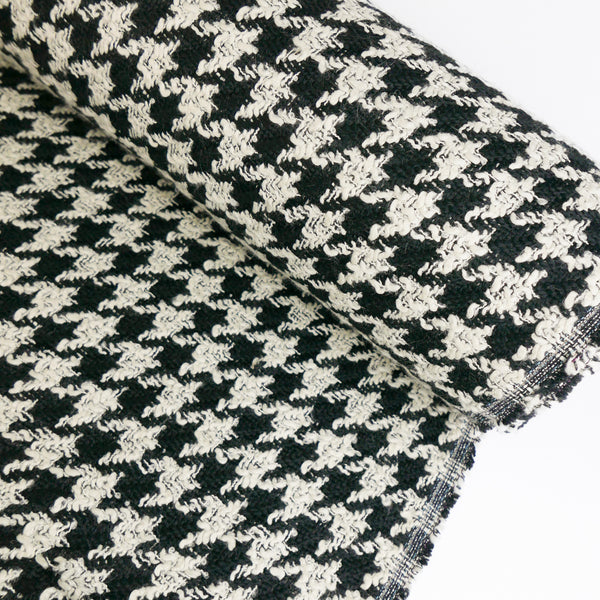 Italian Wool Boucle | B&W Houndstooth