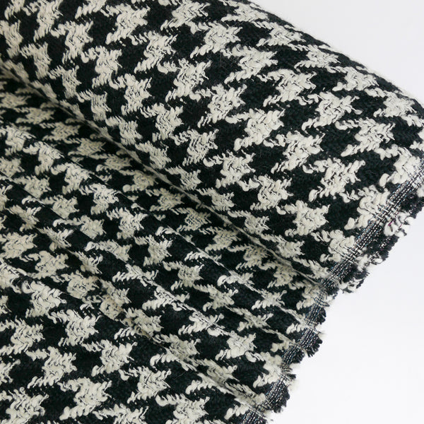 Italian Wool Boucle | B&W Houndstooth