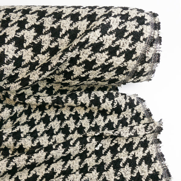 Italian Wool Boucle | B&W Houndstooth