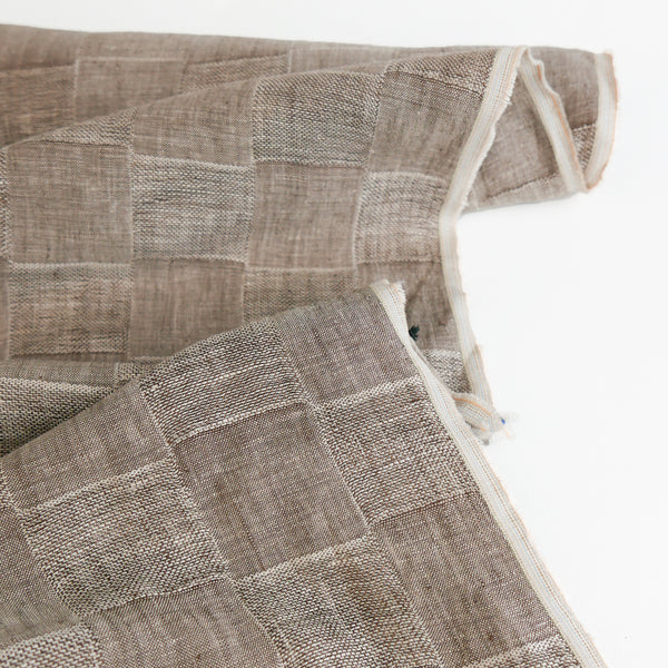 Ona - European Jacquard Check Linen | Nutmeg