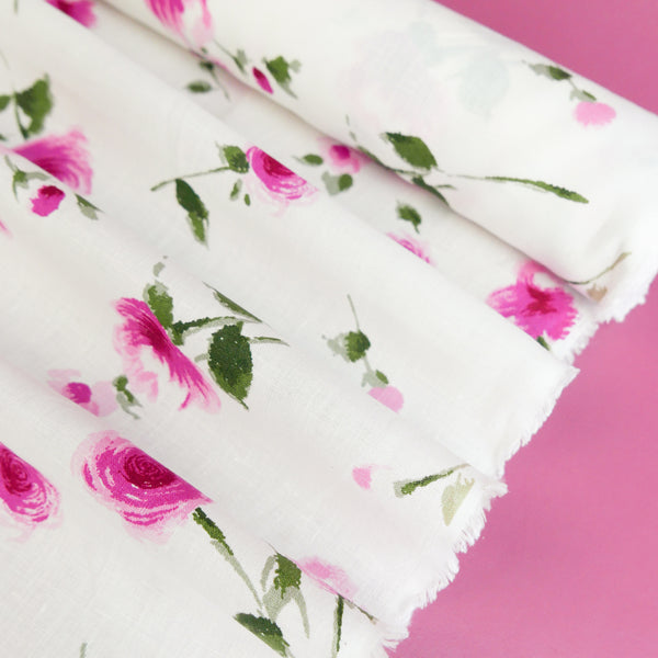 Brisa - Screen-Printed Linen | Fuchsia #1