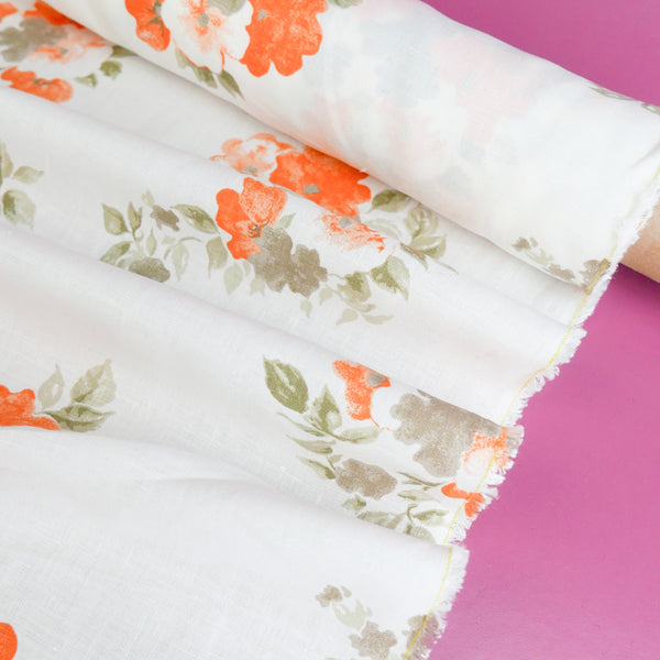 Brisa - Screen-Printed Linen | Tangerine #2