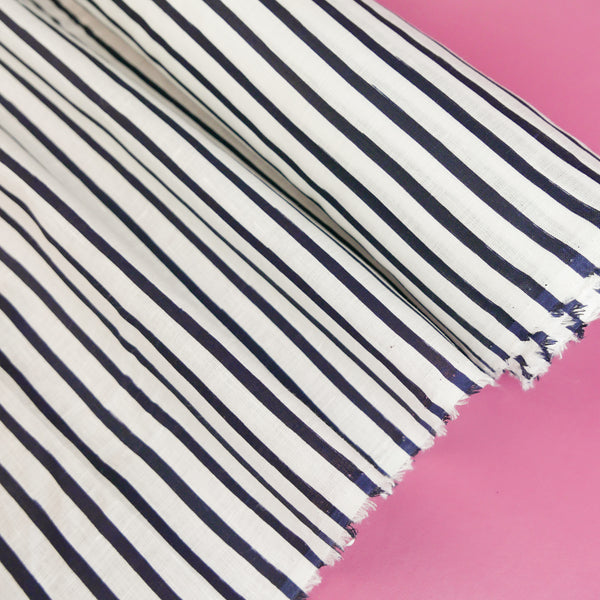 Jean-Luca - Screen-Printed Linen | Navy Stripe