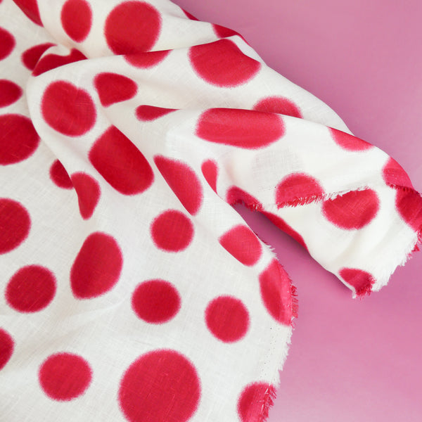 Kusama - Screen-Printed Linen | Cherry (LAST CUT - 2M)